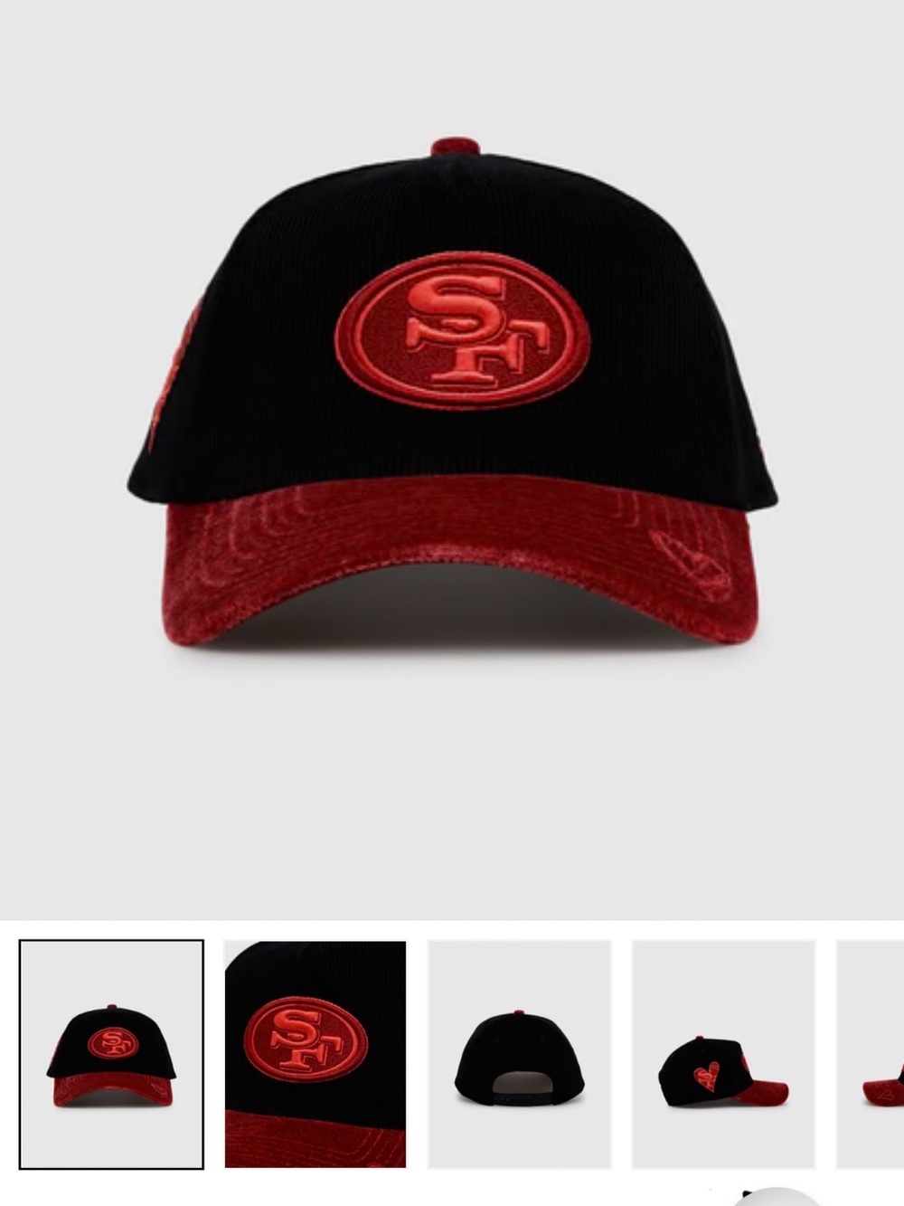 New Era Black and Red Corduroy San Francisco 49ers Cap